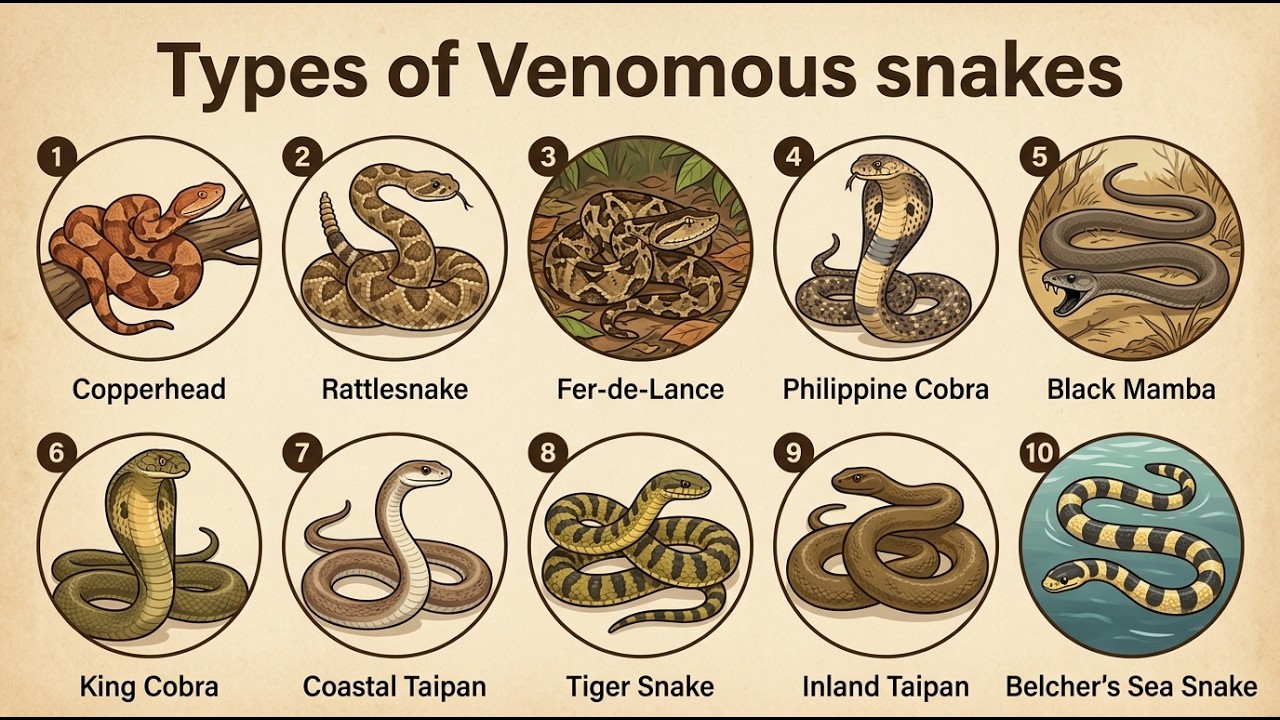 Venamous Snake Classification Types of Venomous Snakes | 10 Most Venomous Snakes in the World ...
