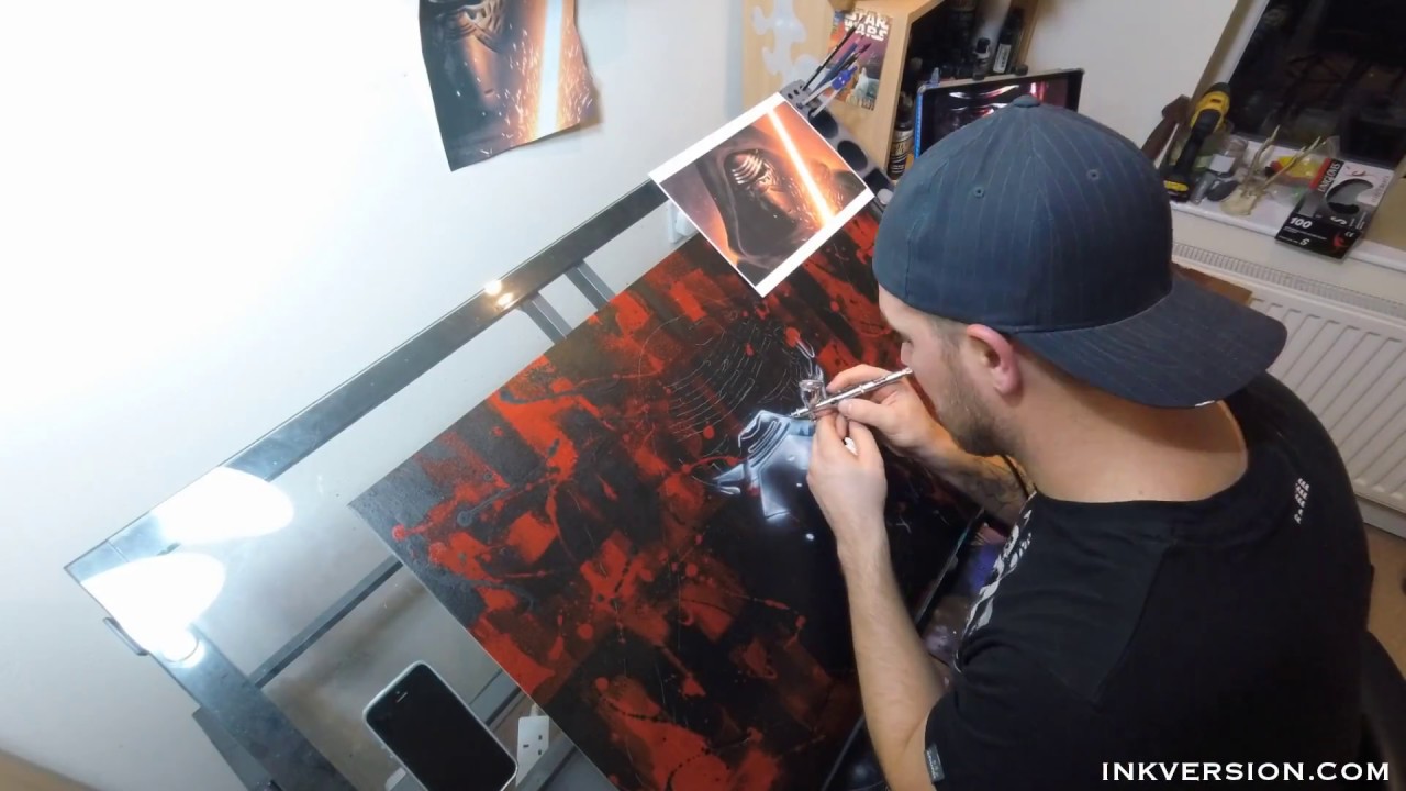 Kylo Ren Star Wars Airbrush Painting Time-lapse