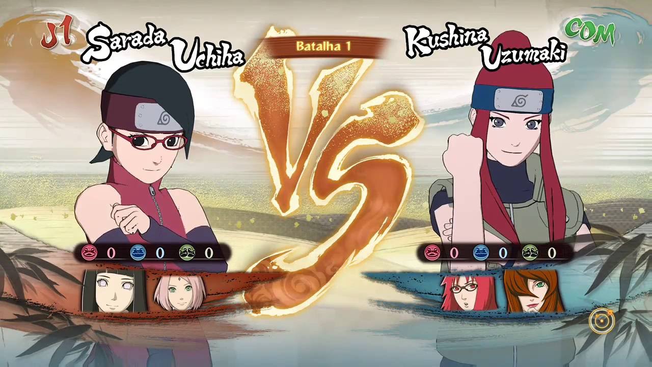Naruto Storm 4 Dublado PT-BR Sarada, Hinata e Sakura vs Kushina, Karin e Mei Terumi