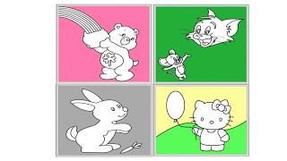 Tom And Jerry , Hello Kitty , Rabbit And Care Bears Coloring For Kids