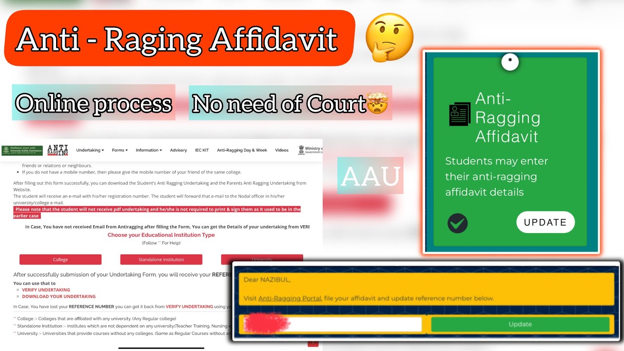 Anti Raging Format:pdf How to File Anti-Raging Affidavit Online🤔 || Full process 💯 || #aau # ...