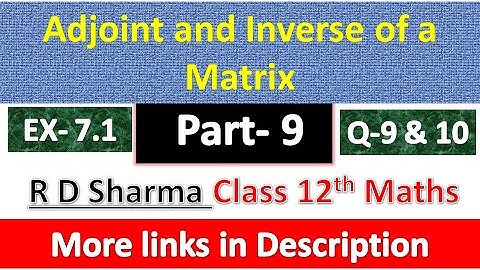 Adjoint and Inverse of a Matrix | Class 12th Maths Solution | Dhanpat Rai Publication | Part 9