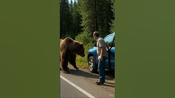 A mother’s love stops traffic to save its bear cub🚗🐻💔❤️