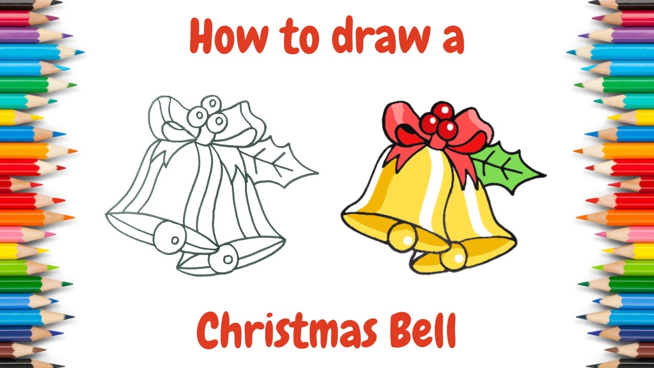 How to draw a Christmas Bell in easy steps Christmas Bell for kids