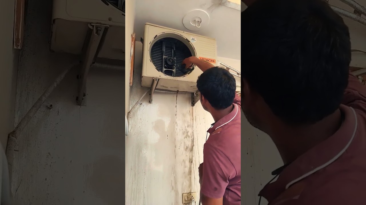 Hitachi Split AC Outdoor Unit Deep Cleaning Full Service Guide 