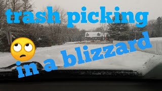 Trash picking in a blizzard