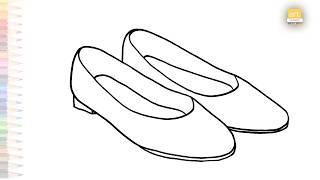 Girl flat shoes drawing easy | Outline sketches | How to draw Girls shoes step by step | #artjanag