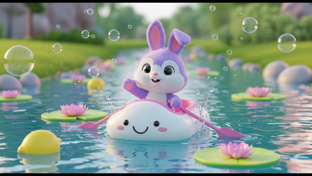 Row Row Boat Bunny Bubble River Ride 🚤 | Bunny Song for Kids & Nursery ...