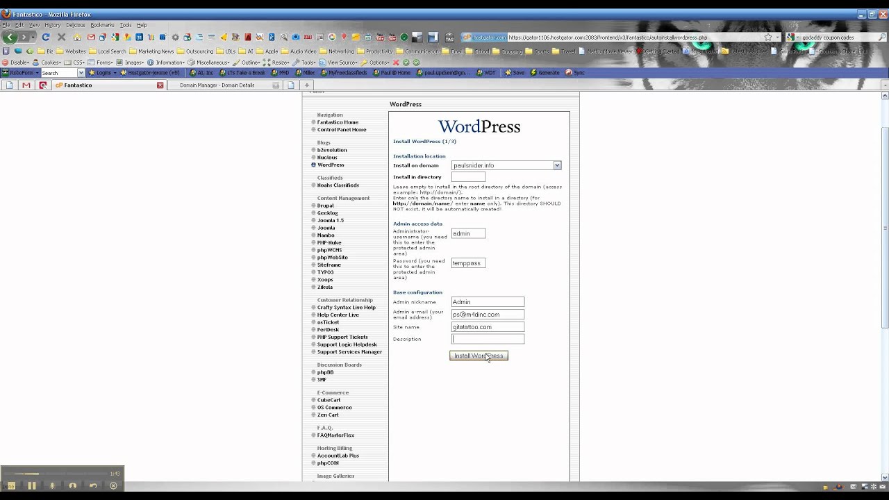 Setting up the Wordpress Database