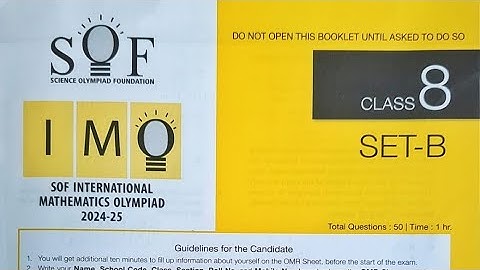 Class 8 IMO Question Paper Set B 2024 - 2025/ SOF International Mathematics Olympiad Level 1 2024