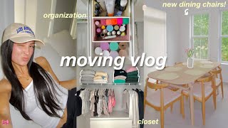 MOVING VLOG: aesthetic closet + bathroom organization + wayfair dining chairs + amazon haul⭐️
