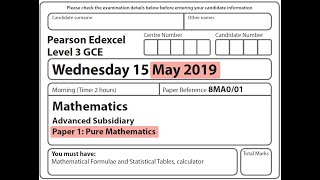 Edexcel LINEAR AS Level - June 2019 - Pure Mathematics