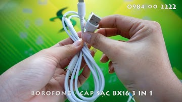 BOROFONE   Dây Cáp Sạc 3 in 1 BX16   Cổng Lightning, Cổng Micro, Cổng Type C 1m