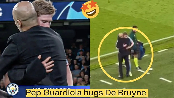 Pep Guardiola hugs Kevin De Bruyne after a brilliant performance in Man City vs Real Madrid.