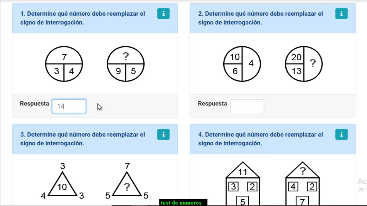 TEST DE APTITUD NUMERICA O DE RAZONAMIENTO MATEMATICO