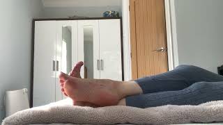 Late Morning Lounge Cozy Blue Tracksuit & Relaxed Feet Close-Up