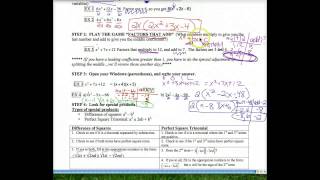 5-2A Factoring GCF, x2+bx+c, and special patterns
