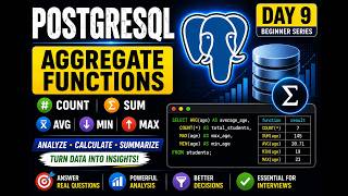 PostgreSQL Day 9 | Aggregate Functions | COUNT, SUM, AVG, MIN & MAX
