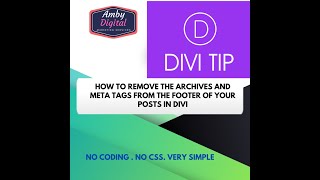 How to remove footer Meta tags and Archives in WordPress | Divi