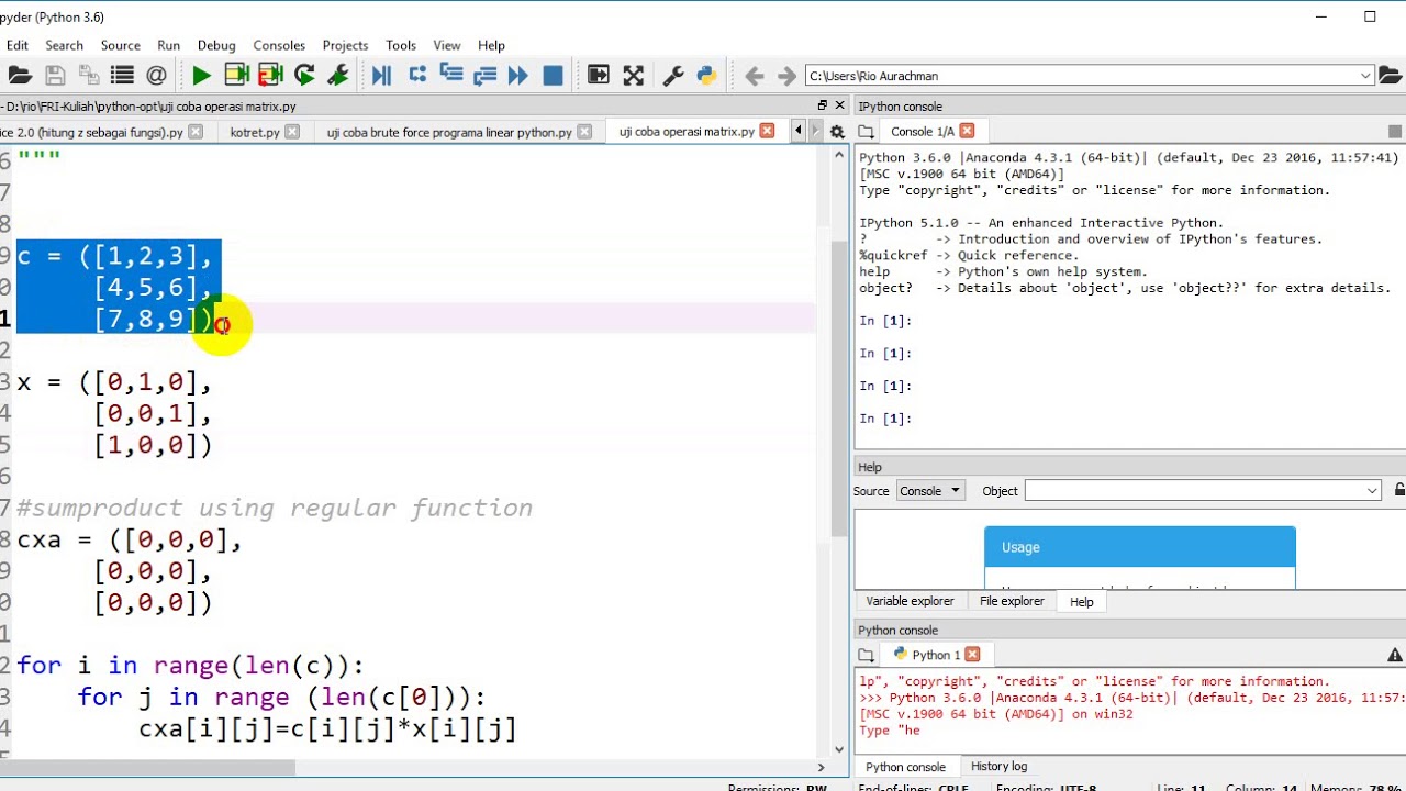 assignment problem matrix python