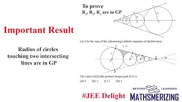 JEE Delight | Important result | Radius of circles touching two intersection lines are in GP