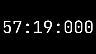Countdown timer 57 minutes, 19 seconds [57:19:000] - White on black with milliseconds