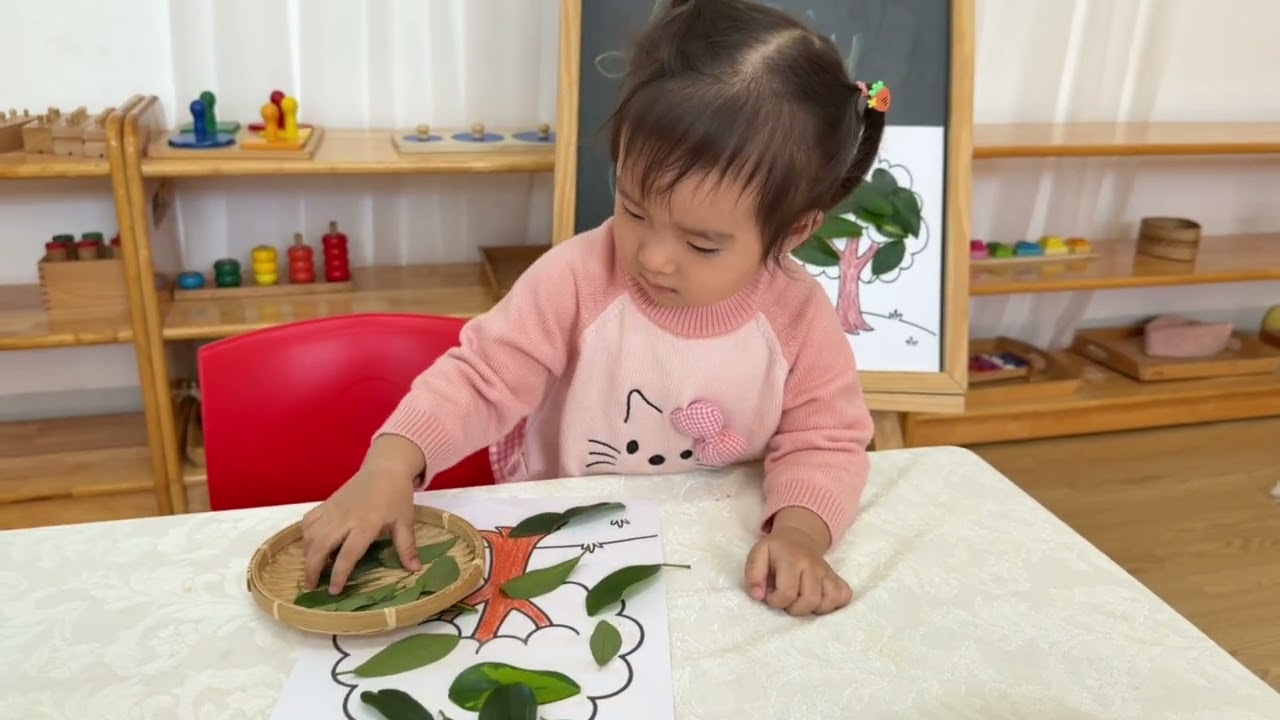 HĐTH:Bé dán lá cây