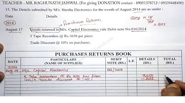 purchase return book sums 15 | return outward book sums 15 | purchase return book solved problems 15