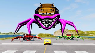 Epic Escape from Giant Miss Fritter Head Eaters and Bus Eaters | Lightning McQueen vs | BeamNG.Drive