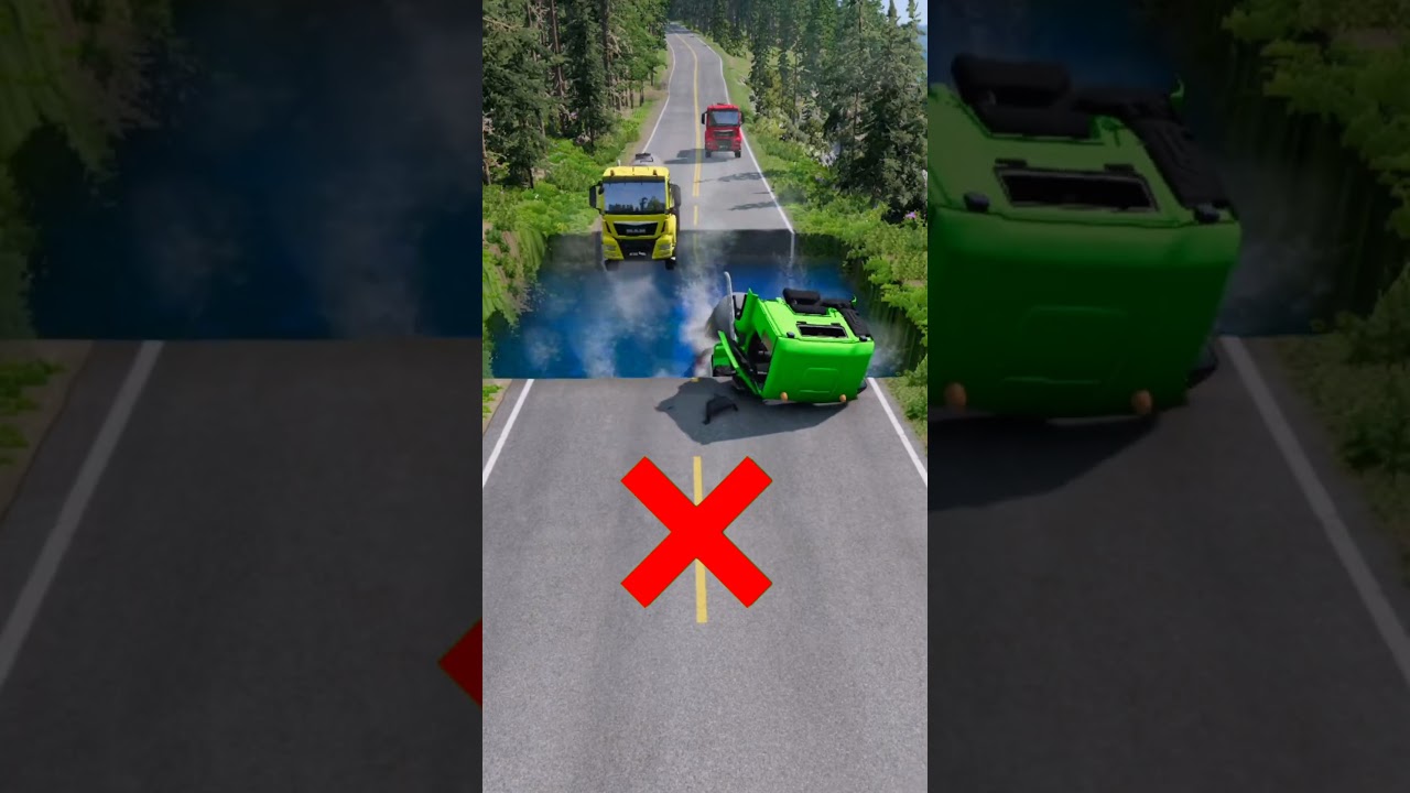 Mixer Tanker Truck VS Massive Water Pit #10 | 