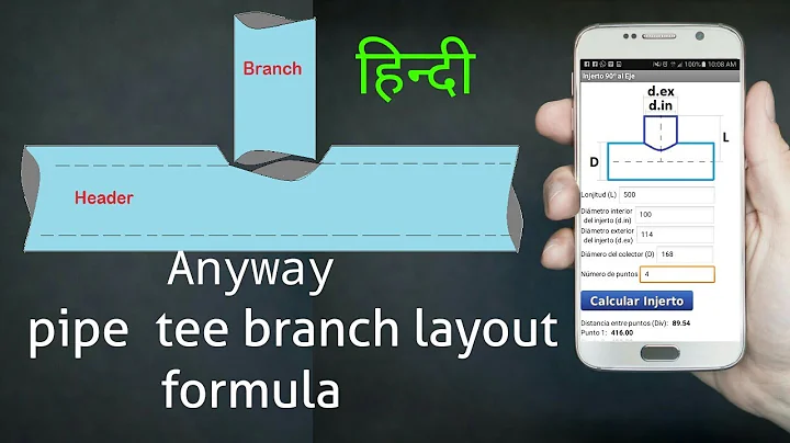 pipe branch cutting formula/with mobile/pipe tee miter/pipe branch calculation(Hindi)