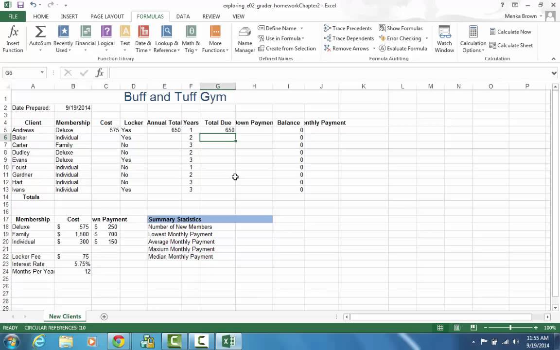 help with excel homework