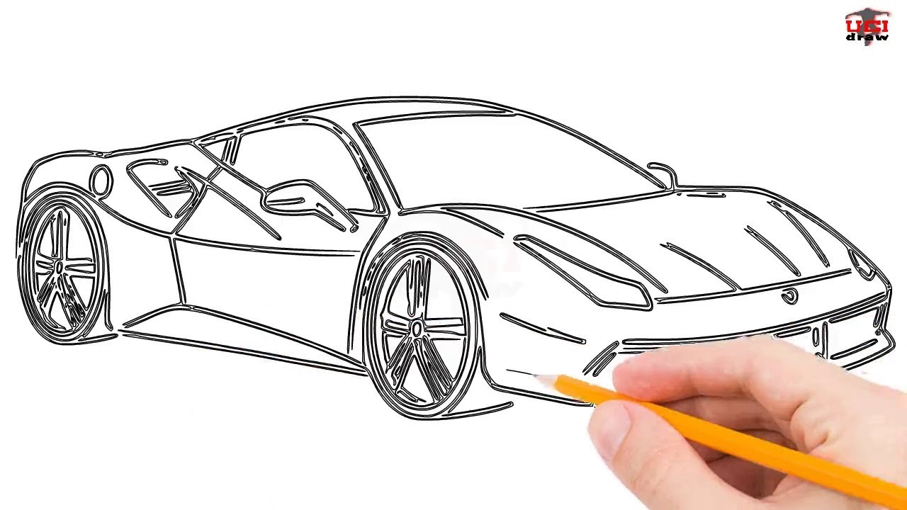 Ferrari Drawing  How To Draw A Ferrari Step By Step