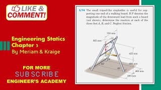 Engineering Statics | P3/74 | Equilibrium in 3D | Chapter 3 | 6th Edition | Engineers Academy