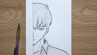 How to Draw Sung Jin-Woo 🔥 | Solo Leveling | anime half face drawing