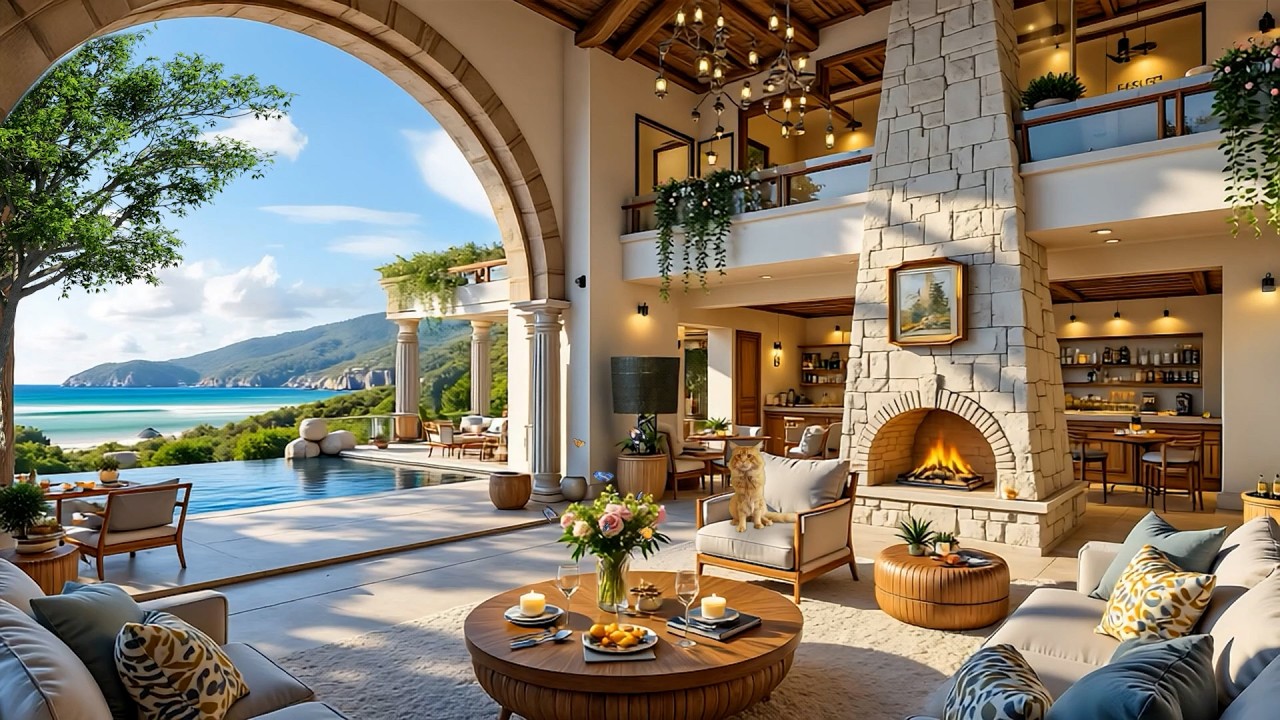 Нежный джаз в спокойную весну для концентрации | Спокойный джаз и камин для учебы, работы и отдыха