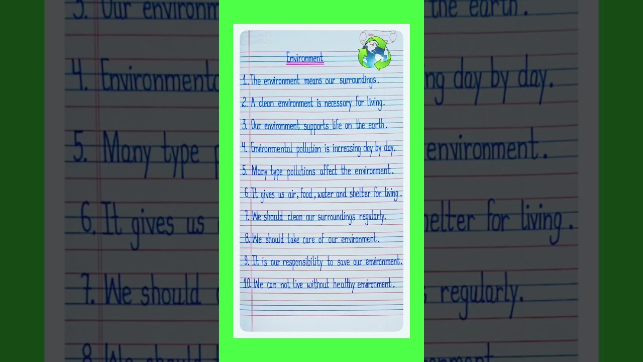10 Lines On Environment In English Essay L