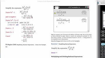 TI-Nspire Guide Algebra Fundamentals 1.7 - Rational Expressions