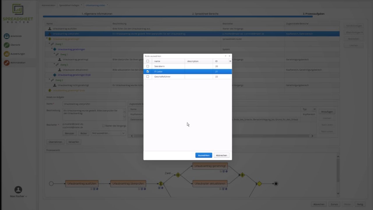 Youtube Video: Spreadsheet Router Tutorial: Aufgabe einer Rolle zuweisen