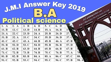 Answer Key |Solved Political Science question 2019 | JMI  | BA Political Science