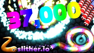 SLITHER.IO 37,000 SCORE!!! SLITHERIO HIGHSCORE!!! WORLD RECORD!!!!!