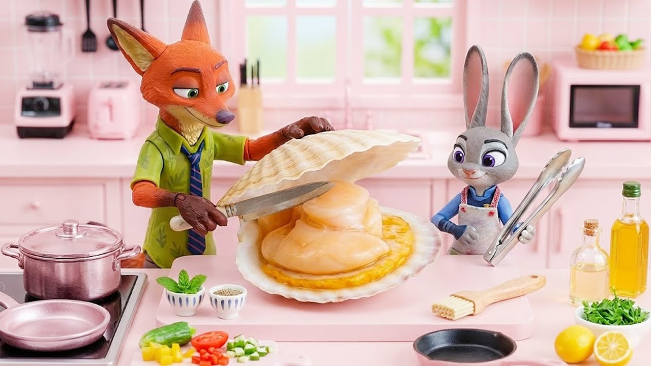 Miniature ASMR Cooking Nick & Judy's Key West Conch Fritters | Zootopia Food