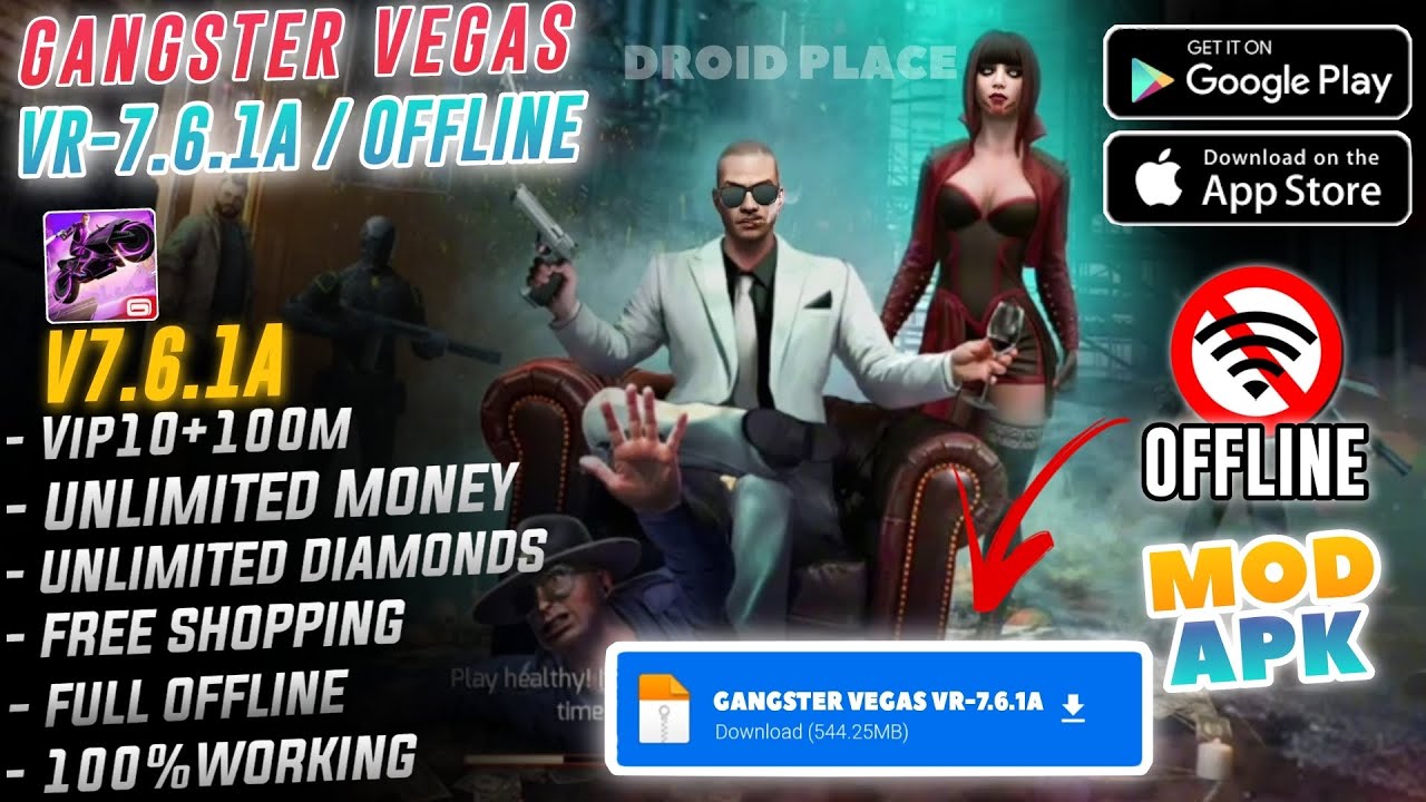 Gangstar Vegas Mod Apk 7.6.1a Unlimited Money, Diamonds, VIP 10