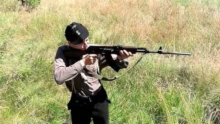 AK74 firing - slow motion - short burst, 3 rounds
