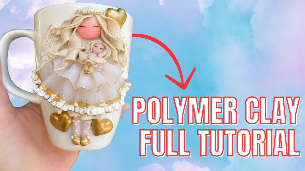 Mom Angel with Daughter Polymer Clay Dolls | Clay Craft Idea