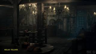 8 Hours in a Medieval Tavern with Rain Sound and Soft Music - ASMR