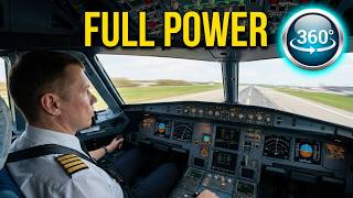 Full 360° VR: A321 Cockpit Takeoff from Moscow Domodedovo