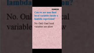 Celebrity Can we use non final local variables inside a lambda expression? #javainterviewquestionsandanswers Wealth