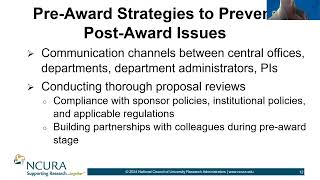 Pre-Award Strategies To Prevent Post-Award Issues: Communication & Collaboration