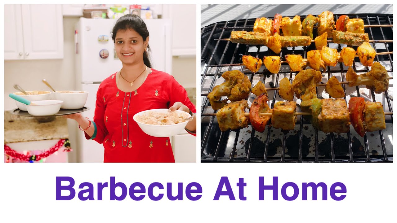 Barbecue at home Grilled veggies Telugu Vlogs From USA 🇺🇸 Narmada Vadlamani YouTube